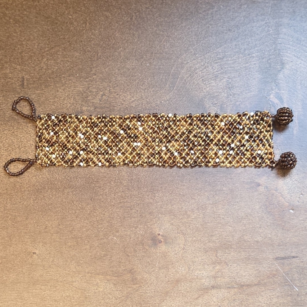 Elegant Gold and Brown Beaded Bracelet